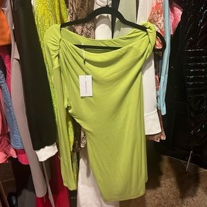 Lovers + friends one shoulder neon green mini dress